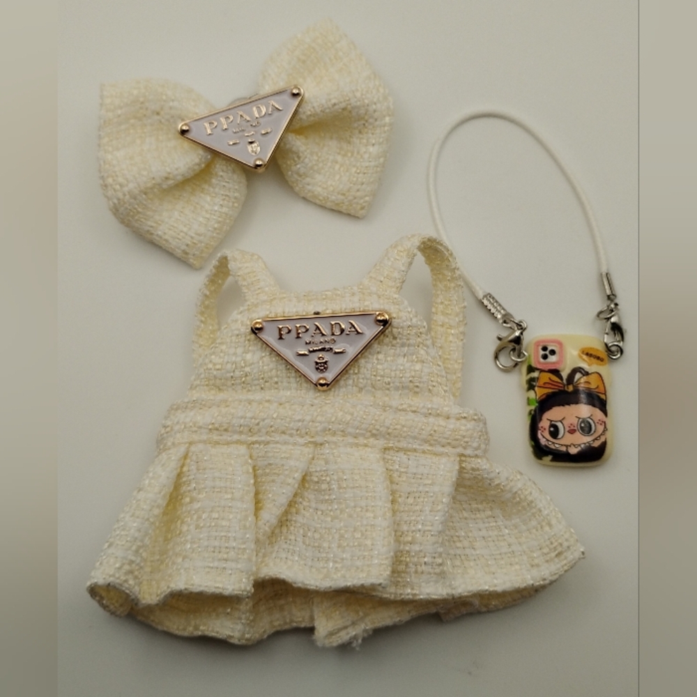LABUBU OUTFITS Labubu Prada Vibes Cream Dress L - Picture 2 of 2
